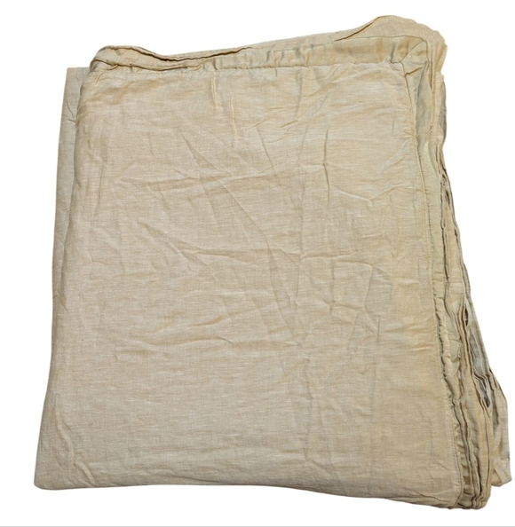 Pottery Barn Other - Pottery Barn Linen Cotton King Duvet Gold Mustard Yellow Silk Trim Quiet Luxury